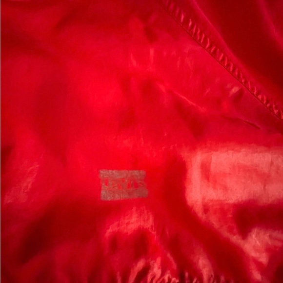 VTG Levis Olympic 80s red lightweight pullover hooded 3/4 zip Windbreaker large - Picture 4 of 12
